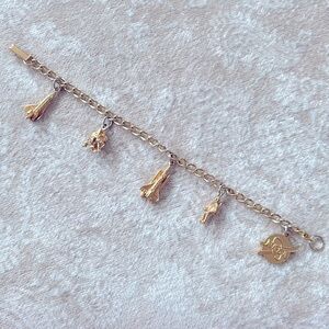 Vintage NASA Gold Tone Chain Charm Bracelet Spaceship Astronaut Space Travel